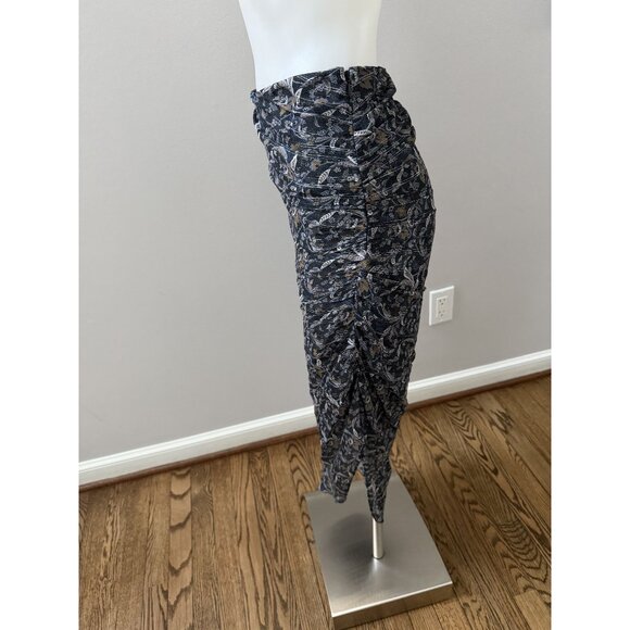 Veronica Beard Herst Asymmetric Ruched Silk Midi Skirt 00 - Picture 3 of 4